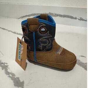 NWT Baby Buckers Twister Boots Size 3 Blue Brown Cowboy Boots